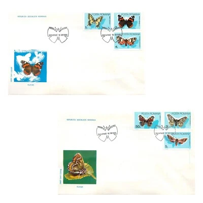BB001 Romania 1985 Butterflies & Moths unit of 2 FDCs - Image 1 of 4