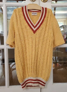 Bobo Choses Girl's Cable Knit V Neck Sweater Yellow Size 12 14Y (16000) - Picture 1 of 6