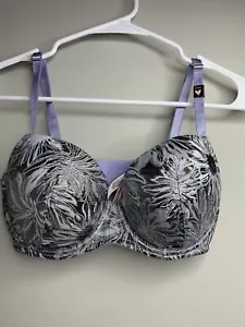 Victoria's Secret Bra Women's Size 32DD Metallic Silver Purple Padded - Picture 1 of 6