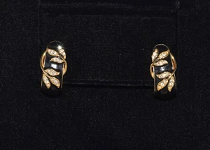 Orecchini clip smalto nero e oro strass design Joan Rivers - Foto 1 di 7