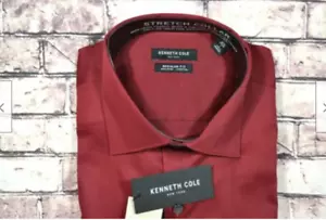 KENNETH COLE REGULAR FIT STRETCH NON IRON Dress SHIRT, Garnet, 17 32/33. - Picture 1 of 2