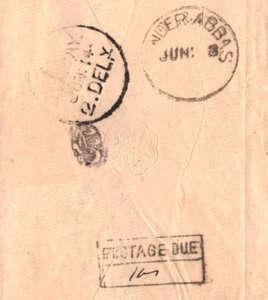 INDIA USATO GOLFO MEDIO ORIENTE QV NON PAGATO Cover *BANDAR-ABBAS* 1878 affrancatura dovuta KT97 - Foto 1 di 18