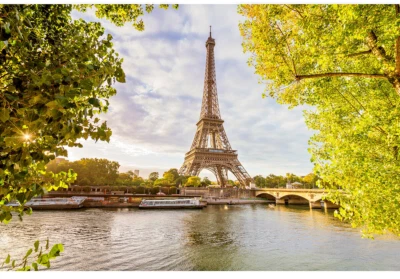 Eiffel Tower Seine River France 8x12 Full Wall Photo Mural Non Woven Wallpaper - Image 1 of 3