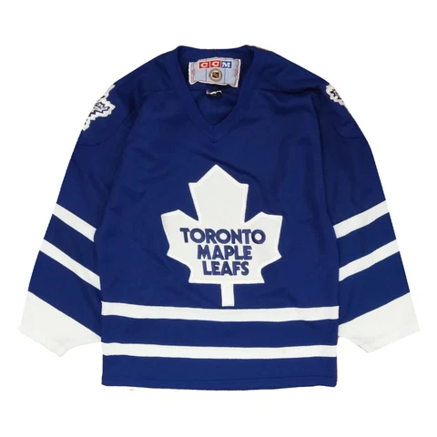 Vintage Toronto Maple Leafs CCM Hockey Jersey Size Small Blue 90s NHL Cover