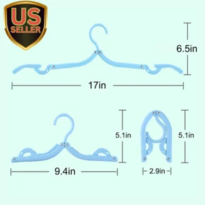 10 PCS Portable Folding Clothes Hangers Retractable Plastic Non Slip Clothing... - Picture 1 of 12