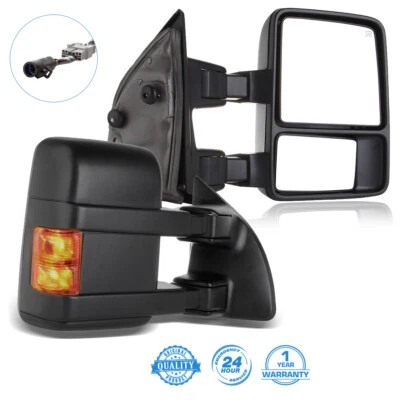 LEFT+RIGHT For 99-07 Ford F250/F350/F450 Power+Heated+Smoke Signal Tow Mirrors - Image 1 of 4