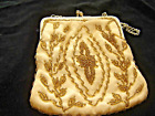 VINTAGE YELLOW GLASS BEADED BAG WITH CHAIN HANDLE