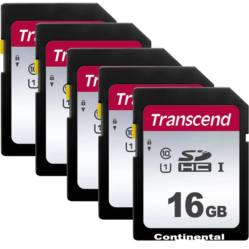 5 Pack Transcend 16GB SDHC Class 10 Memory Card for Nikon Canon Fuji Olympus  - Image 1 of 3