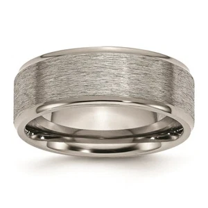 Chisel Unisex Band Titanium Ridged Grey 8mm Brushed and Polished Comfort Fit - Picture 1 of 23