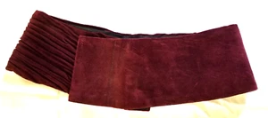 Maroon Black Real Suede Leather VTG Cummerbund Sash Belt Formal Wear Tuxedo - Picture 1 of 12