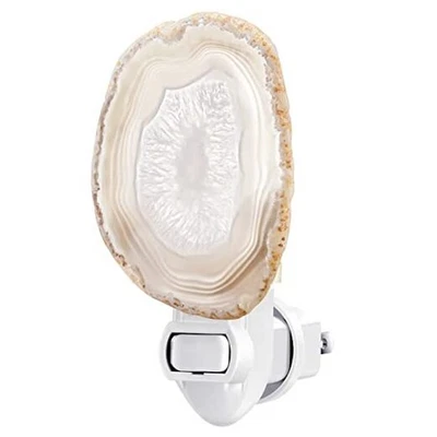  Luz nocturna de ágata de Navidad rebanada de ágata luz cristal luz nocturna enchufe beige Foto 1 de 4