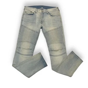 True Religion Herren Rocco Moto Slim Straight Leg Jeans Silic Blue Größe 36X34 Neu ohne Etikett - Bild 1 von 10