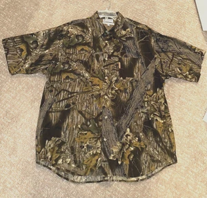 Columbia Men's Mossy Oak Short Sleeve Shirt XL Camo Hunting Vented Back VTG - Picture 1 of 7