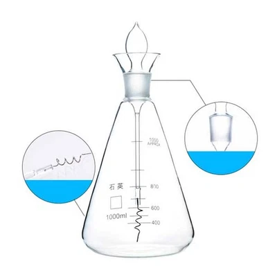 High Temp Resistant 250-1000ml Quartz Erlenmeyer Flask Platinum Wire Glass - Image 1 of 4