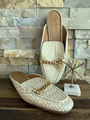✨TORY BURCH MINI BENTON ТКАНЫЕ КОЖАНЫЕ МОКАСИНЫ ГОРКИ В КРЕМОВЫЙ РАЗМЕР 7,5✨ - Изображение 1 из 4