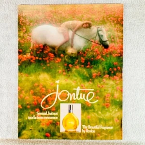 1980 Jontue Duft von Revlon Vintage Print Werbung Mädchen auf weißem Pferd - Bild 1 von 1