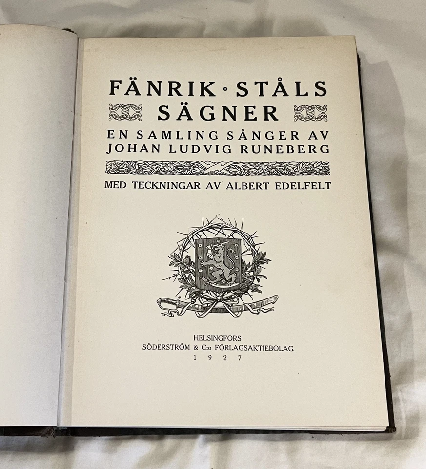 1927 Finnish Book, “Fanrik Stals Sagner”, by Johan Ludvig Runeberg. - Image 1 of 4