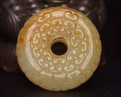 认证清朝和田玉手工雕刻云海吊坠雕像11194 — 第 1/4 张图片