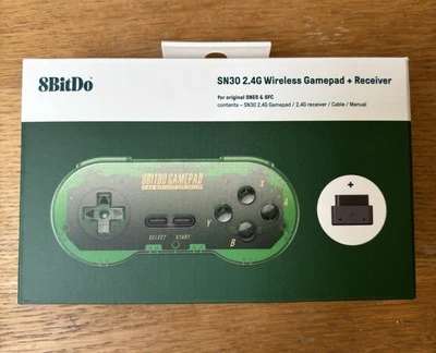 8BitDo SN30 2.4g Wireless Controller Gamepad Receiver Transparent Green New - Image 1 of 4