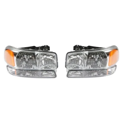Fit For GMC Sierra 1500 99-06 Headlights Assembly Pair Chrome Housing Headlamps Foto 1 de 4