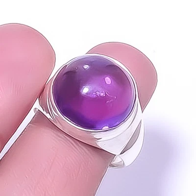 Amatista - Mashamba 925 Plata de Ley Hecho a Mano Anillo Solitario s.9 R14 A33 Foto 1 de 4