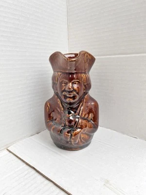 Antique Bennington Pottery Toby Patriot Pitcher Jug Rockingham Brown Glaze (G) - Image 1 of 4