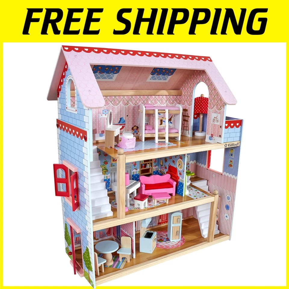 Elegant Chelsea Wooden Doll Cottage for 5-Inch Dolls - Perfect Gift for Kids - Image 1 of 4