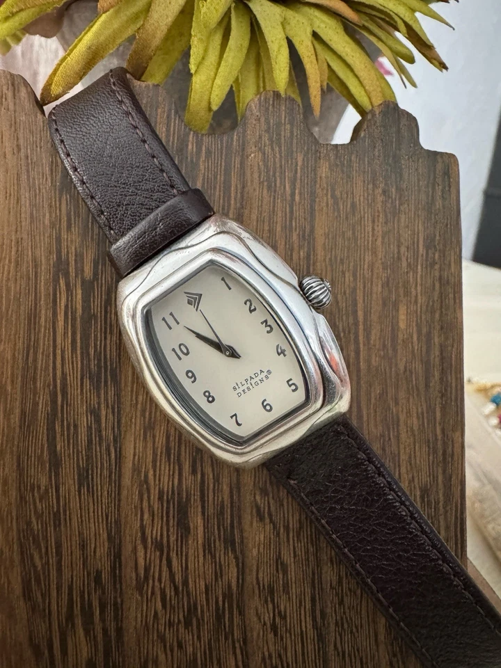Reloj Mujer Vintage Silpada Designs - Estuche Tono Plateado, Correa Cuero Genuino Foto 1 de 2