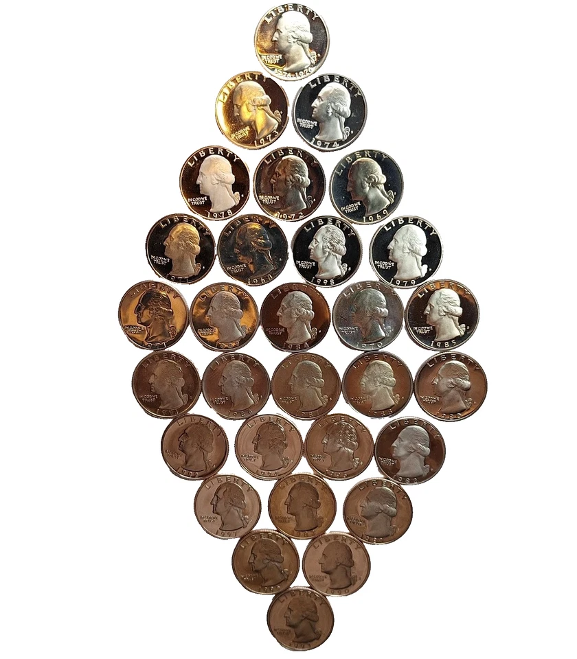 30 PROOF WashingtoQuarters- "Clad"-All Dates 1968 S thru 1998 S-Mirror Finish - Image 1 of 4