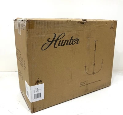 Hunter Southcrest 4-Light Matte Black Candlestick Chandelier 19638 New - Image 1 of 2