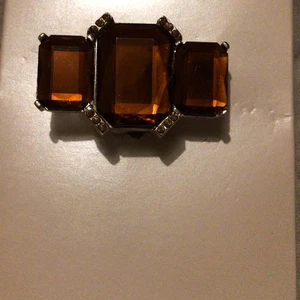 Brosche/Anstecknadel tiefer Bernstein Kristall Art Deco Stil Vintage - Bild 1 von 3