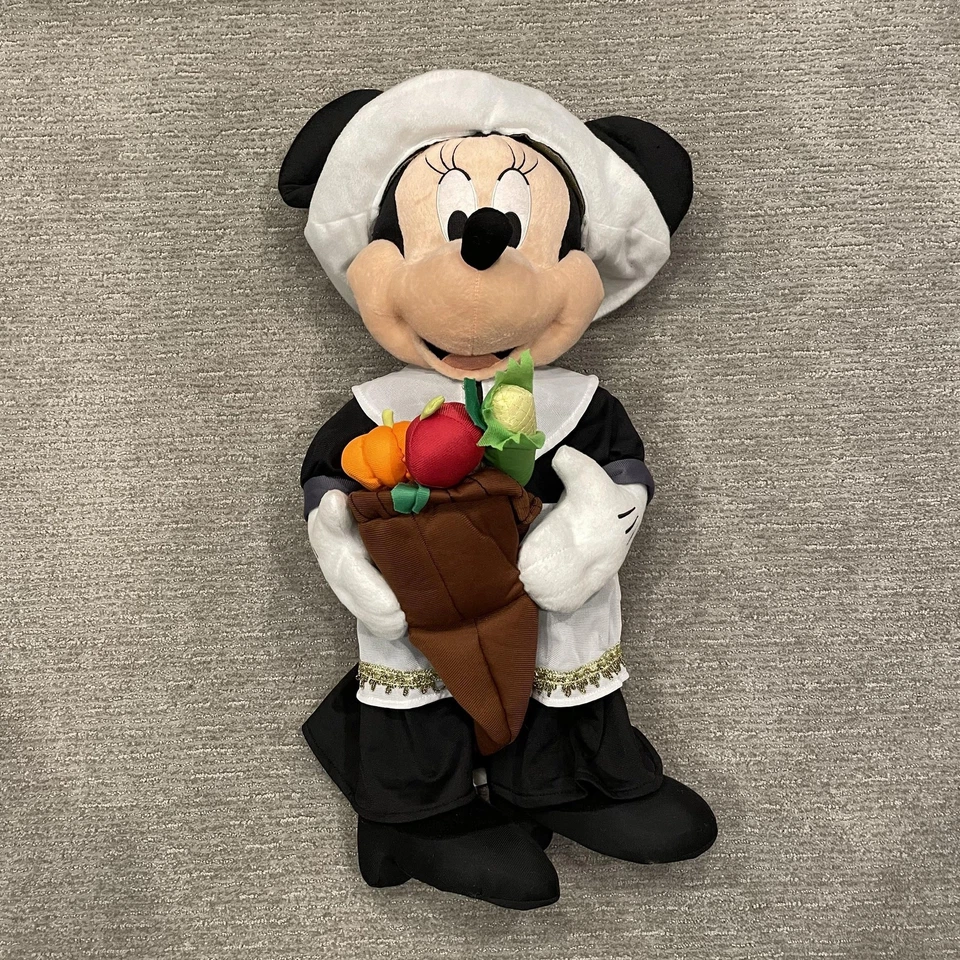Vintage Disney Minnie Mouse Pilgrim Plush Thanksgiving Greeter Harvest Decor 90s - Image 1 of 4