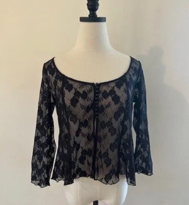 Vintage Betsey Johnson New York Lace Buttons Cardigan Top - Image 1 of 4