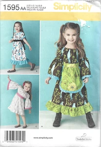 Patrón Simplicity #1595-Vestido para niños pequeños en dos longitudes-Talla 1/2-1-2-3 - Imagen 1 de 1