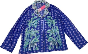 Lilly Pulitzer PJ Woven Top Blau Grotte Fan Favorite Engineered Nachtwäsche S Neu - Bild 1 von 8
