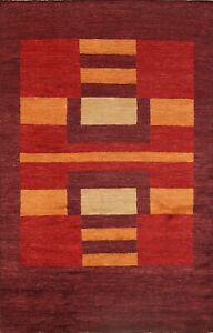 Contemporary Geometric Gabbeh Oriental Area Rug Hand-knotted Wool Carpet 6'x8'