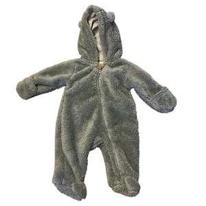 Carter's Kapuzenanzug Baby Gr. 3M Sherpa blau grün Reißverschluss geschlechtsneutral - Bild 1 von 2