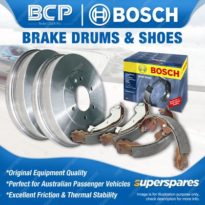 Rear BCP Brake Drums + Bosch Brake Shoes for Toyota Tarago YR21 2.0L 1984-1990 - image 1 of 4