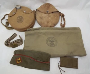 KONVOLUT alte antike ca. 1950er-60er PFADFINDER UNIFORM ARTIKEL Kantinen Gürtel Hut Tasche - Bild 1 von 19