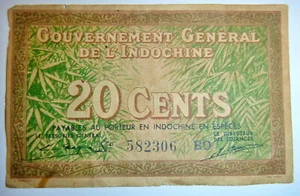 1939 Bank Note - 20 Cents - Vietnam - Hai Muoi Xu - French Indochina - C.268 - Picture 1 of 2
