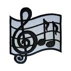 Music Notes Iron on Patch Musical Sheet G Clef Measure Bar 7.2×6.2×0.1cm(1.8g