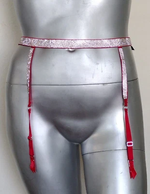 NWT Victoria's Secret Lingerie Shine Strap Garter Belt Rhinestones Size M/L Red - Image 1 of 4