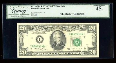 DBR 1990 $20 FRN Minneapolis STAR Fr. 2078-I* Legacy 45 Serial I02674146* - Image 1 of 2