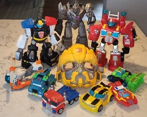 Transformers Rescue Bots Talking Megatron Heatwave Bumblebee Helmet 9 Figure Lot - Picture 1 of 6