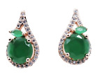 1.04Ct Natural Round Diamond 14K Solid Rose Gold Emerald Stud Earrings