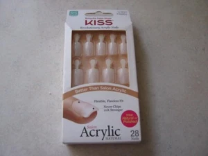 1 Kiss Salon Acrylic Nails KSAN01 Real Short 67897 28 Glue on Nails Can Polish - Picture 1 of 7