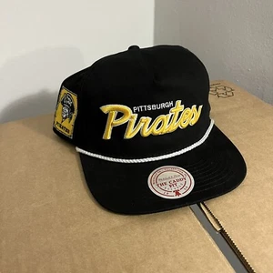 NWT Pittsburgh Pirates Snapback Hat Mitchell And Ness Script Golfer Paul Skenes - Picture 1 of 5