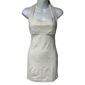 Free People Off White Panna Bodycon Mini Abito Senza Maniche XS Maglia Texturizzata Y2K - Foto 1 di 7
