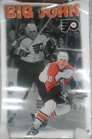 John Leclair "Big John" Black and Color Philadelphia Flyers Poster -PMJS Cover