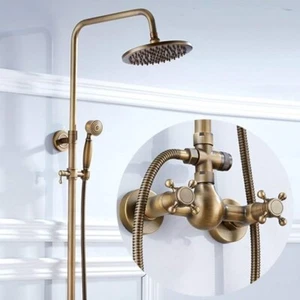 Outdoor Shower Faucet System 8'' Rainfall Round Head Set Bathroom Shower Fixture - Picture 1 of 22